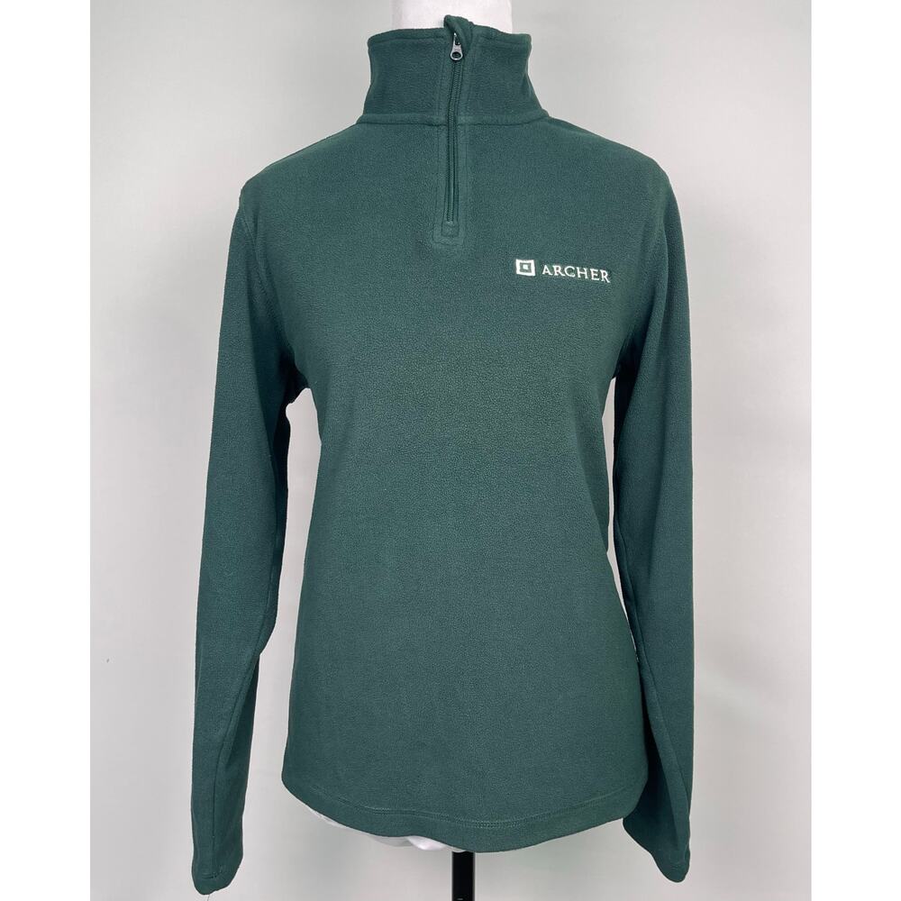 Lands’ End Unisex Youth Large Forest Green Fleece Quarter Zip Pullover 14–16 - Picture 2 of 10